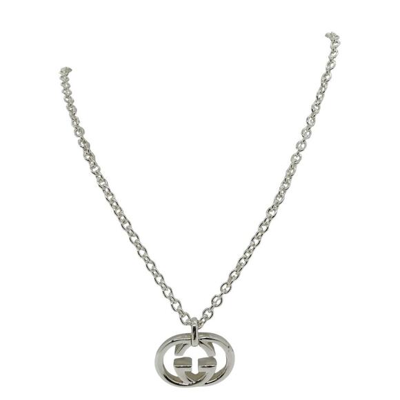 Gucci Sterling Silver Interlocking GG Pendant Necklace - Picture 1 of 8